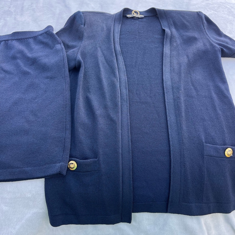 ST JOHN Basics skirt suit cardigan